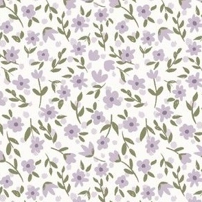 Ditsy floral - light purple on cream