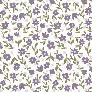Ditsy floral - dark purple on cream