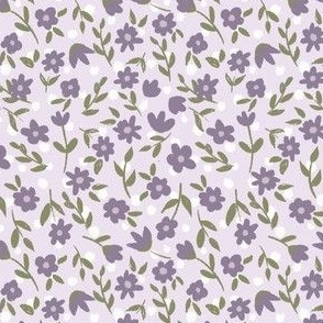 Ditsy floral - dark purple on light purple