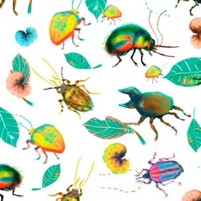 Colorful Bustling Day Bugs on white | medium 10.5in