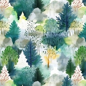Watercolor Forest One