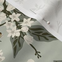Custom Flowers And Bees - Medium -  Allison - New Sage 