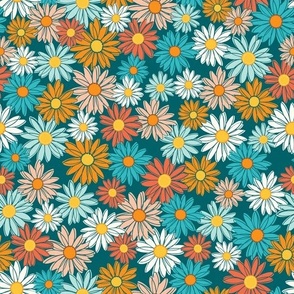   Retro colored medium scale daisies