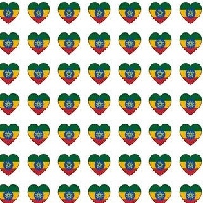 Ethiopian flag hearts on white micro scale 