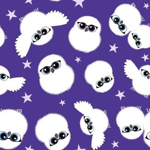 Fluffy owls at night purple 