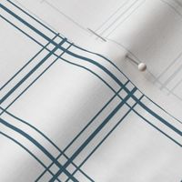 Simple Windowpane Plaid Pattern - Enchanted Cove Cyan and White Large Scale