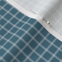 Simple Windowpane Plaid Pattern - White and Enchanted Cove Cyan Small Scale