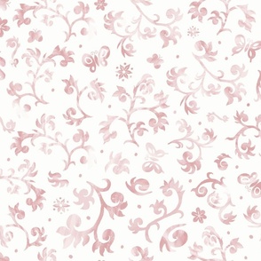 branches and butterflies in white and pink | large