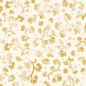 branches and butterflies in shades of gold | large