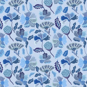 Indian florals - blue