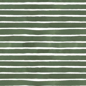 Painterly Watercolor Stripe- Moss Green