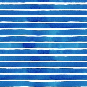 Painterly Watercolor Stripe Deep blue 