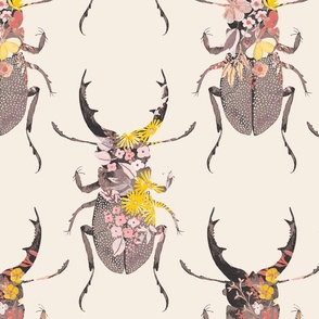 Watercolour Stag Beetle - Yellow - Large