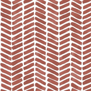 Painterly Chevron-Cinnamon- Benjamin Moore- 2174-20-- Terracotta-Brown- watercolor herringbone pattern