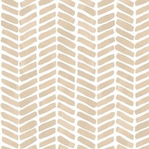 Painterly Chevron-Neutral- Sand Beige- watercolor herringbone pattern