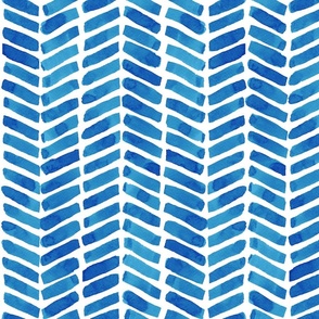Painterly Chevron- Deep Blue- watercolor herringbone pattern