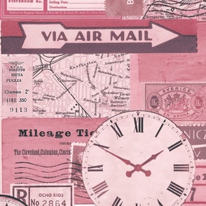 Nostalgic Journey Vintage Travel Ephemera Pattern Pink
