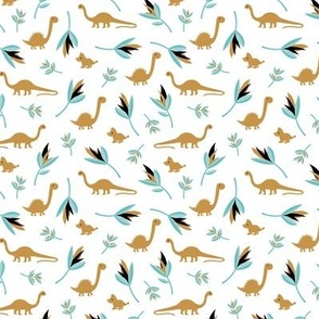 Sweet dinosaurs and leaves history lovers dino garden island vibes for kids - The boys collection caramel blue on white SMALL