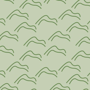 Modern abstract hills in green, midi