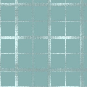Doodle Plaid single dark: Teal & White Dotted Plaid