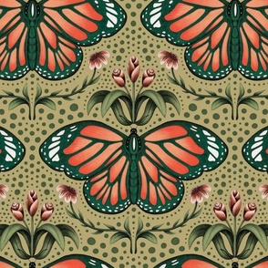 Orange Butterfly - Khaki - Large Scale