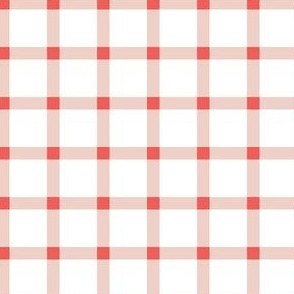 small 1x1in white and red plaid