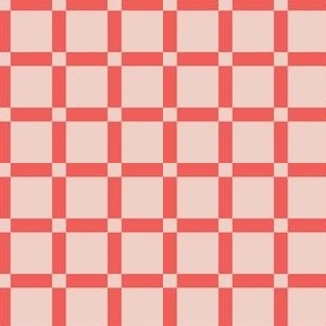 small 1x1in red and pink plaid