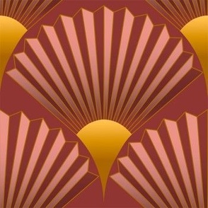 Art Deco Fans-Red