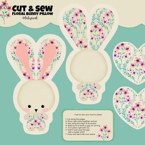 Cut and Sew Floral Bunny Pillow.