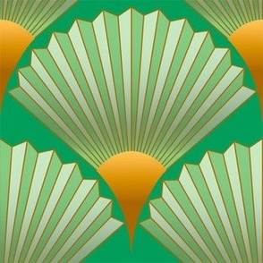 Art Deco Fans-Green