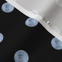  Silvery Moon Lunar Polka Dots  in Black and Grey - 2 inch repeat - 1 inch moon
