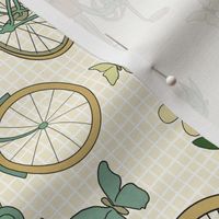 Whimsical Bicycle Ride Brown Green