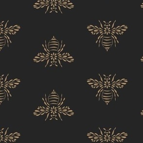 Bees |  Lion Gold on Raisin Black  | Doodle Bugs