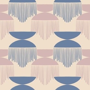 geometric fringe - mauve and cream