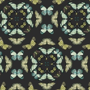 Green Insects Two -on warm dark gray (medium scale)