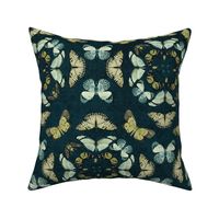Green Insects Two -on medium teal with teal and black textures (medium scale)