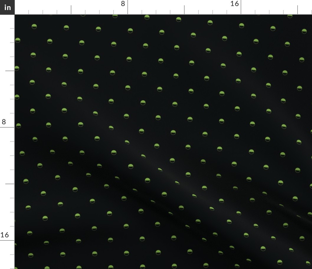 Half Circle Motif Polka Dot Pattern - Apple Crisp Medium Green and Black Medium Scale