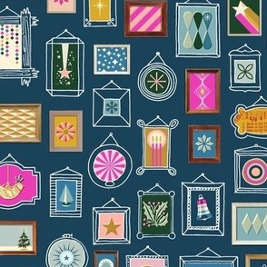 Deck the Walls Dollhouse Wallpaper (Navy) || holiday gallery wall