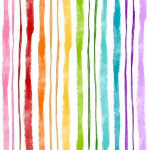 Large Scale Vertical Watercolor Stripes in Candy Rainbow Colors