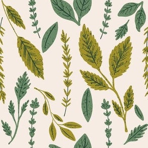Green Herb Delight: A Pattern Featuring Basil, Thyme, Parsley, and Mint (LARGE)