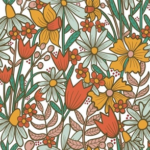 Janine flower power earth tones floral