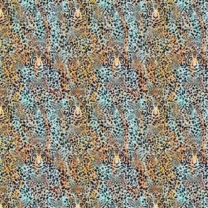 Brown and Teal - Howling Beauty - An Abstract Tiger and Butterflies Animal Print | Small scale ©designsbyroochita light