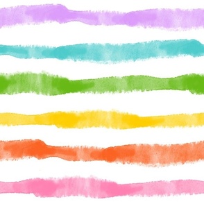 Large Scale Chunky Watercolor Stripes in Candy Rainbow Colors