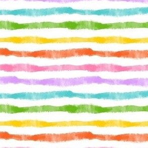Small Scale Chunky Watercolor Stripes in Candy Rainbow Colors