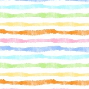 Small Scale Chunky Watercolor Stripes in Pastel Rainbow Colors