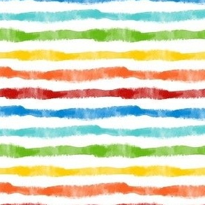 Small Scale Chunky Watercolor Stripes in Bright Rainbow Colors