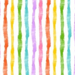 Small Scale Chunky Vertical Watercolor Stripes in Candy Rainbow Colors