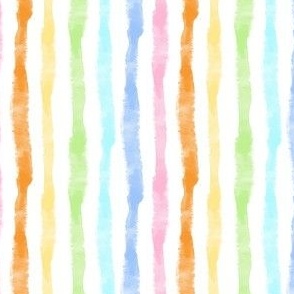 Small Scale Chunky Vertical Watercolor Stripes in Pastel Rainbow Colors