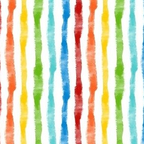 Small Scale Chunky Vertical Watercolor Stripes in Bright Rainbow Colors