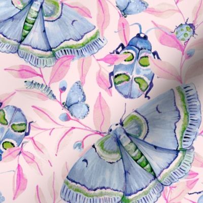 Flower Garden Bugs in Blue and Pink